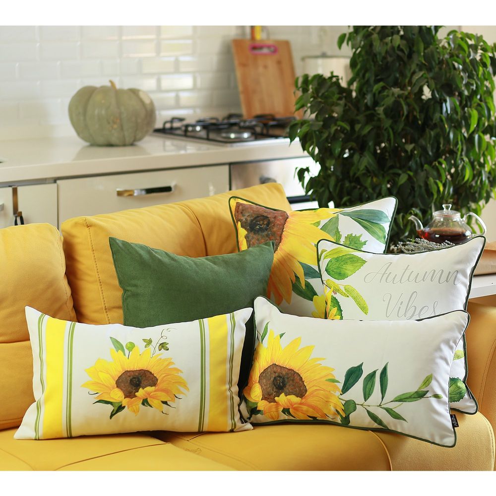 Sunflower Lumbar Throw Pillow Cover