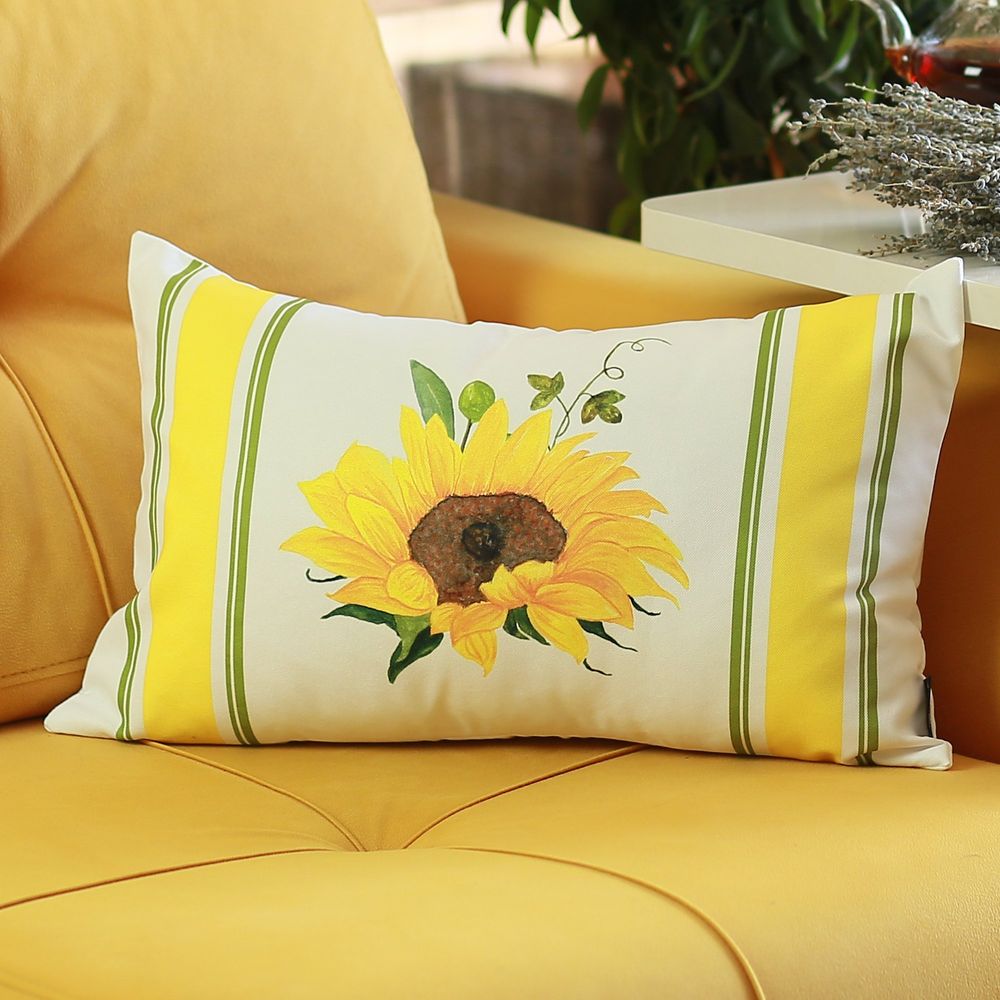 Sunflower Lumbar Throw Pillow Cover