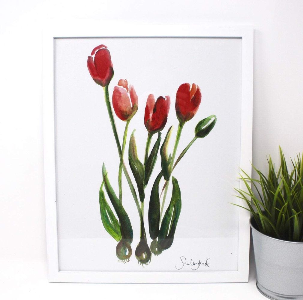 Tulips Art Print, 11x14, Home Decor, Simple Design, Wall Art