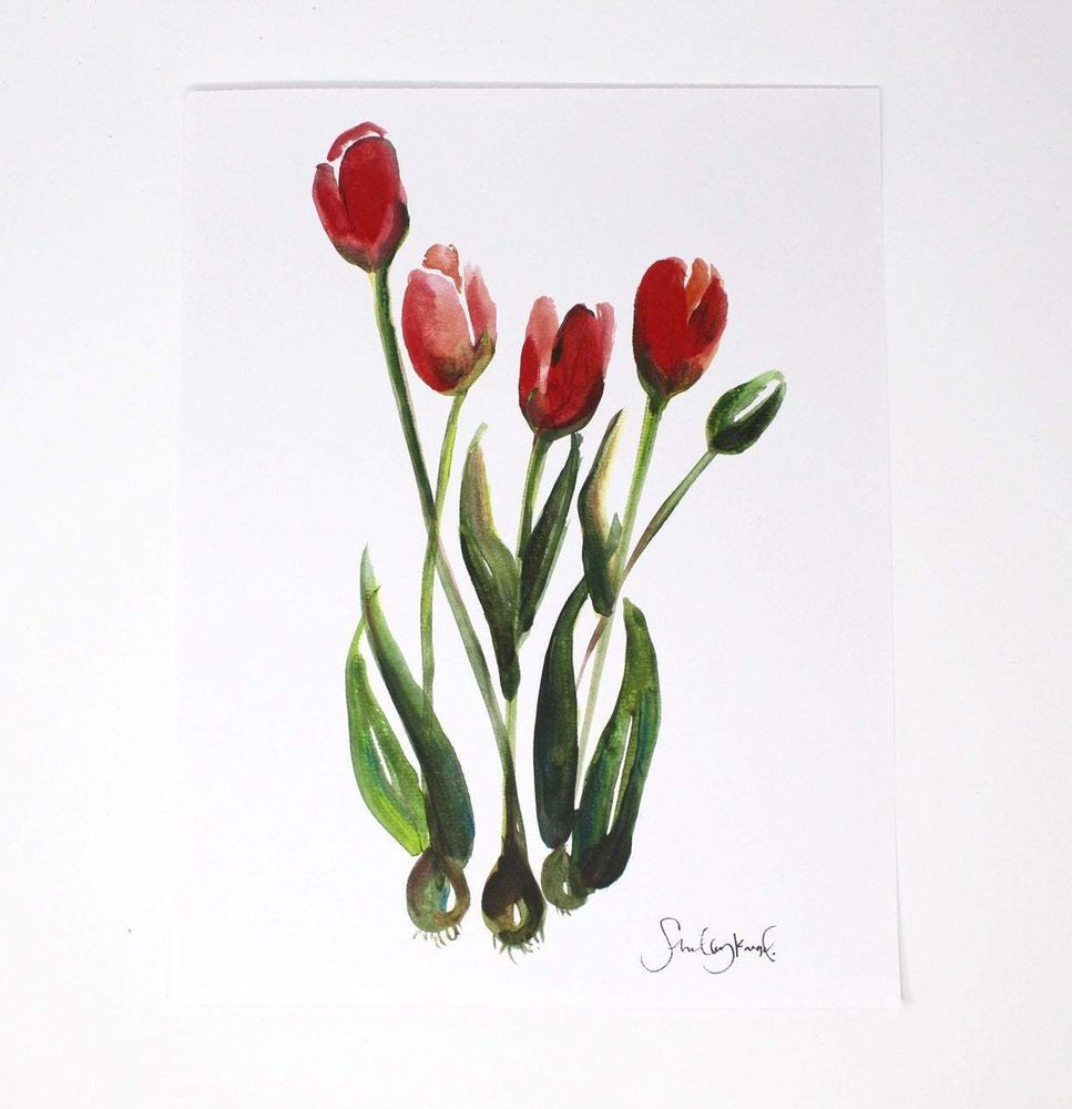 Tulips Art Print, 11x14, Home Decor, Simple Design, Wall Art