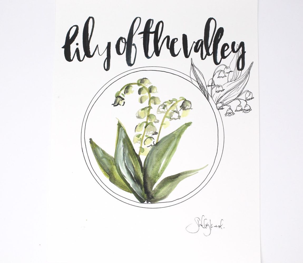 Lily Of The Valley Art Print- 11x14in, Simple Design, Floral Artwork, Home Decor, Wall Art