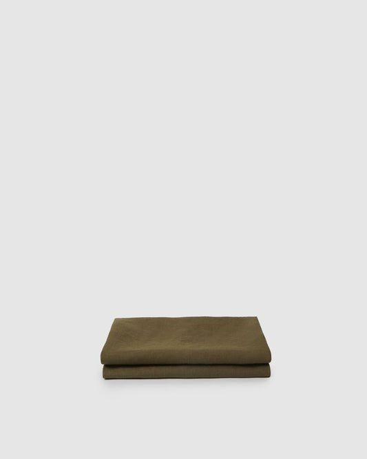 Marcel Linen Fitted Sheet - Moss